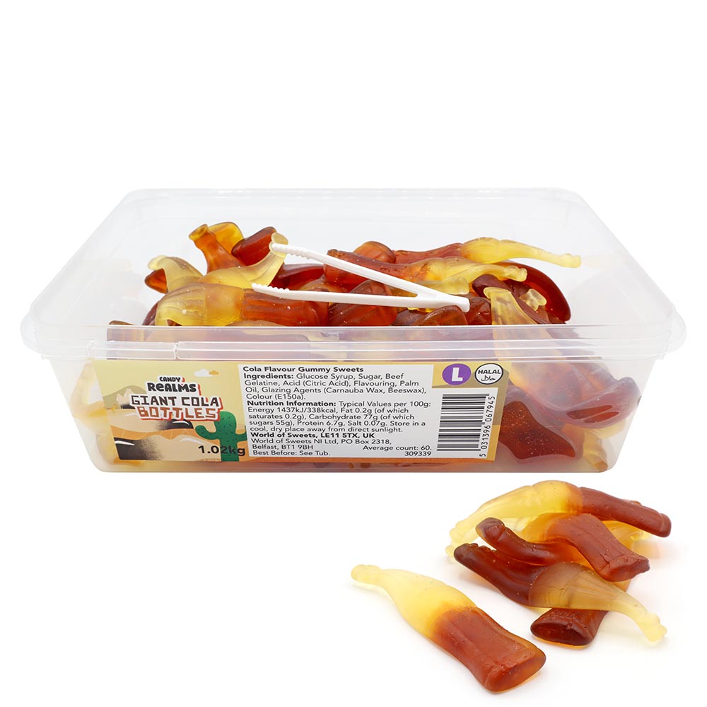 Candy Realms Giant Cola Bottles Tub 1.02kg
